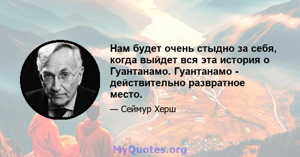 Нам будет очень стыдно за себя, когда выйдет вся эта история о Гуантанамо. Гуантанамо - действительно развратное место.