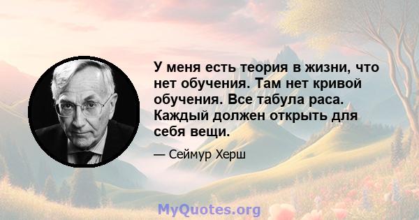 У меня есть теория в жизни, что нет обучения. Там нет кривой обучения. Все табула раса. Каждый должен открыть для себя вещи.