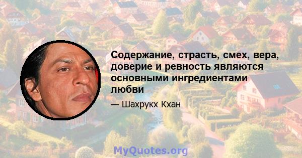 Содержание, страсть, смех, вера, доверие и ревность являются основными ингредиентами любви