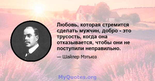 Любовь, которая стремится сделать мужчин, добро - это трусость, когда она отказывается, чтобы они не поступили неправильно.