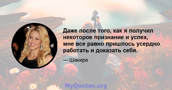 Даже после того, как я получил некоторое признание и успех, мне все равно пришлось усердно работать и доказать себя.