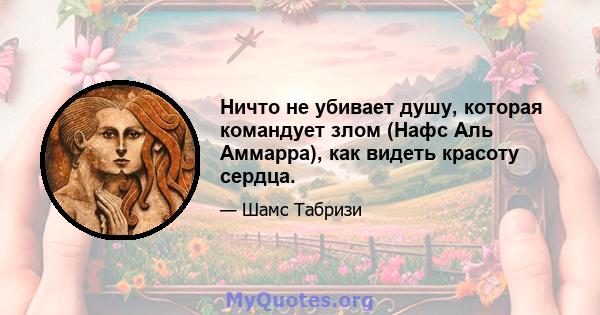 Ничто не убивает душу, которая командует злом (Нафс Аль Аммарра), как видеть красоту сердца.