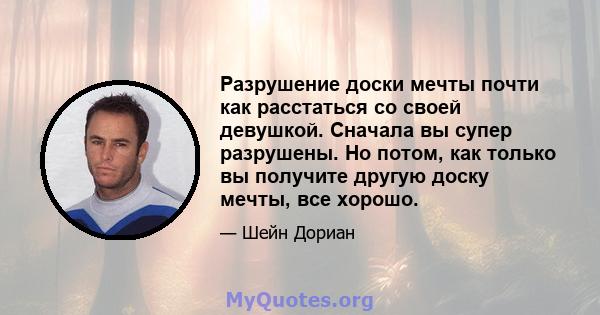 Разрушение доски мечты почти как расстаться со своей девушкой. Сначала вы супер разрушены. Но потом, как только вы получите другую доску мечты, все хорошо.