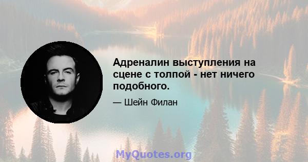 Адреналин выступления на сцене с толпой - нет ничего подобного.