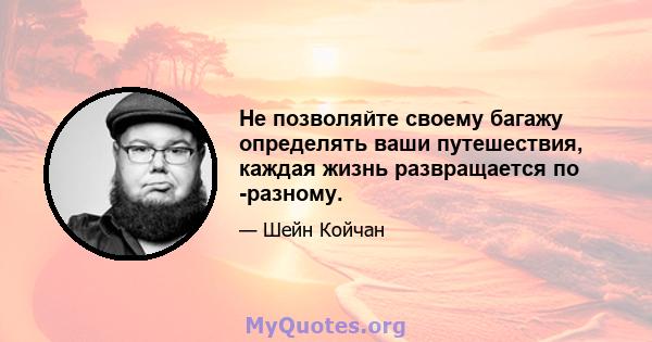 Не позволяйте своему багажу определять ваши путешествия, каждая жизнь развращается по -разному.