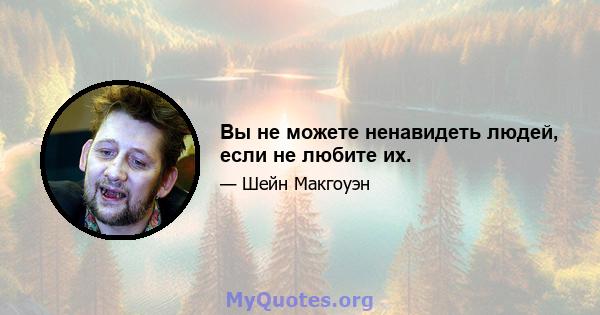 Вы не можете ненавидеть людей, если не любите их.