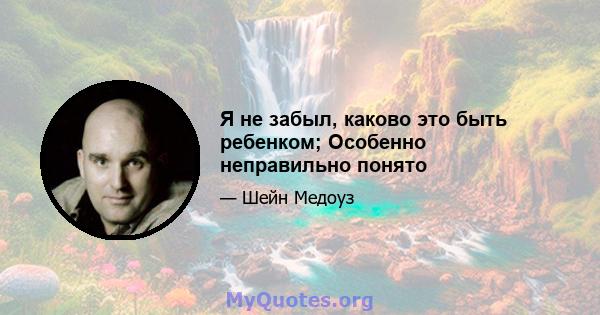 Я не забыл, каково это быть ребенком; Особенно неправильно понято