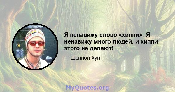 Я ненавижу слово «хиппи». Я ненавижу много людей, и хиппи этого не делают!