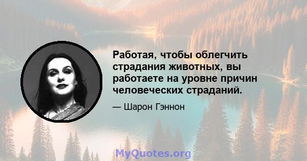 Работая, чтобы облегчить страдания животных, вы работаете на уровне причин человеческих страданий.