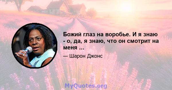 Божий глаз на воробье. И я знаю - о, да, я знаю, что он смотрит на меня ...