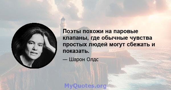 Поэты похожи на паровые клапаны, где обычные чувства простых людей могут сбежать и показать.