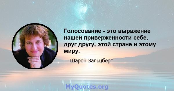 Голосование - это выражение нашей приверженности себе, друг другу, этой стране и этому миру.