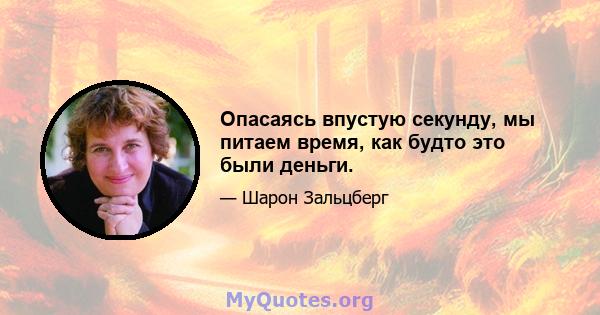 Опасаясь впустую секунду, мы питаем время, как будто это были деньги.