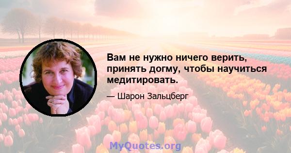 Вам не нужно ничего верить, принять догму, чтобы научиться медитировать.