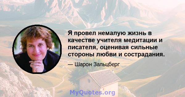 Я провел немалую жизнь в качестве учителя медитации и писателя, оценивая сильные стороны любви и сострадания.