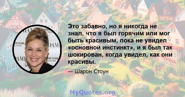 Это забавно, но я никогда не знал, что я был горячим или мог быть красивым, пока не увидел «основной инстинкт», и я был так шокирован, когда увидел, как они красивы.