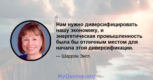 Нам нужно диверсифицировать нашу экономику, и энергетическая промышленность была бы отличным местом для начала этой диверсификации.