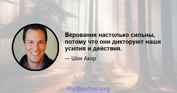 Верования настолько сильны, потому что они дикторуют наши усилия и действия.