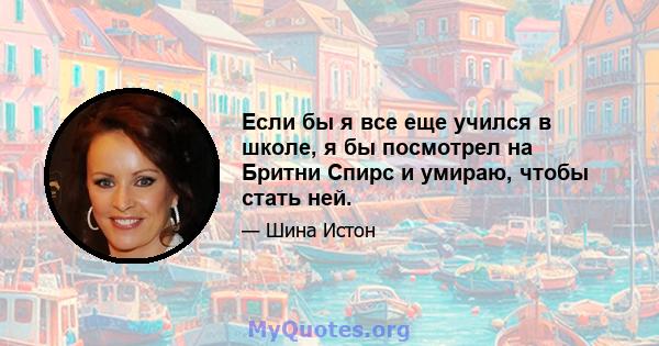 Если бы я все еще учился в школе, я бы посмотрел на Бритни Спирс и умираю, чтобы стать ней.