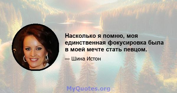 Насколько я помню, моя единственная фокусировка была в моей мечте стать певцом.