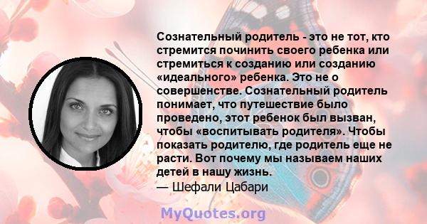 Сознательный родитель - это не тот, кто стремится починить своего ребенка или стремиться к созданию или созданию «идеального» ребенка. Это не о совершенстве. Сознательный родитель понимает, что путешествие было