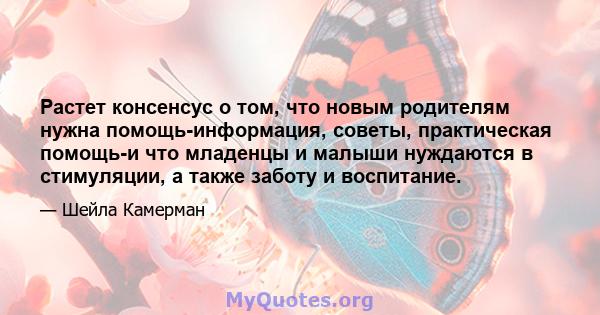 Растет консенсус о том, что новым родителям нужна помощь-информация, советы, практическая помощь-и что младенцы и малыши нуждаются в стимуляции, а также заботу и воспитание.