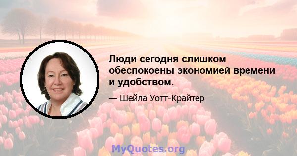 Люди сегодня слишком обеспокоены экономией времени и удобством.