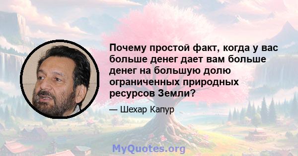 Почему простой факт, когда у вас больше денег дает вам больше денег на большую долю ограниченных природных ресурсов Земли?