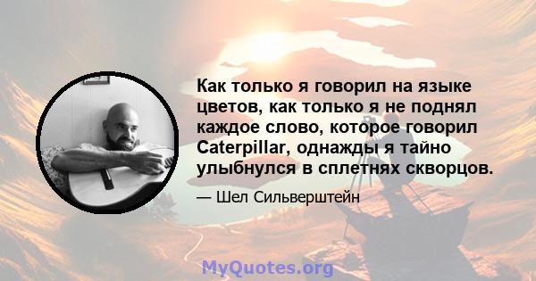 Как только я говорил на языке цветов, как только я не поднял каждое слово, которое говорил Caterpillar, однажды я тайно улыбнулся в сплетнях скворцов.