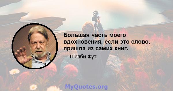 Большая часть моего вдохновения, если это слово, пришла из самих книг.