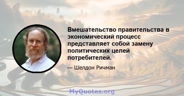 Вмешательство правительства в экономический процесс представляет собой замену политических целей потребителей.