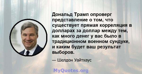 Дональд Трамп опроверг представление о том, что существует прямая корреляция в долларах за доллар между тем, как много денег у вас было в традиционном военном сундуке, и каким будет ваш результат выборов.