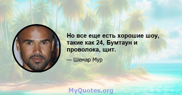 Но все еще есть хорошие шоу, такие как 24, Бумтаун и проволока, щит.