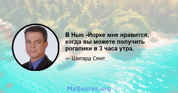 В Нью -Йорке мне нравится, когда вы можете получить рогалики в 3 часа утра.