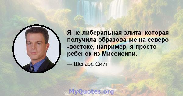 Я не либеральная элита, которая получила образование на северо -востоке, например, я просто ребенок из Миссисипи.