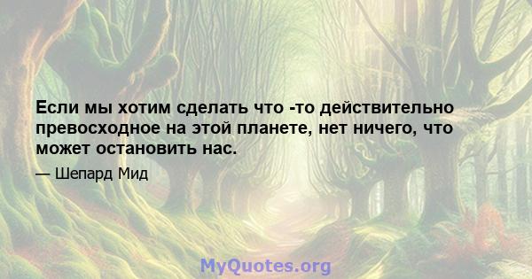 Если мы хотим сделать что -то действительно превосходное на этой планете, нет ничего, что может остановить нас.