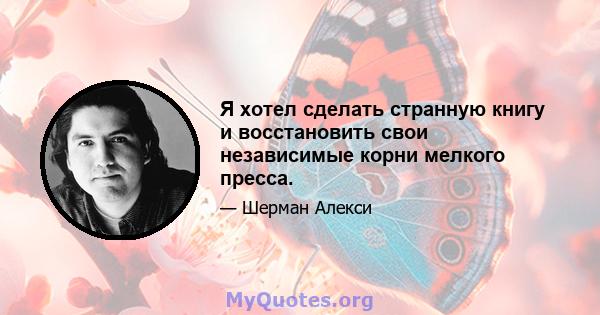 Я хотел сделать странную книгу и восстановить свои независимые корни мелкого пресса.