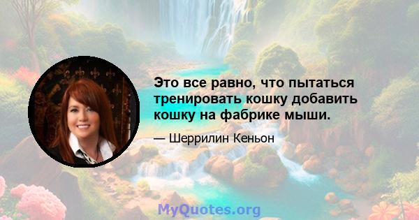 Это все равно, что пытаться тренировать кошку добавить кошку на фабрике мыши.