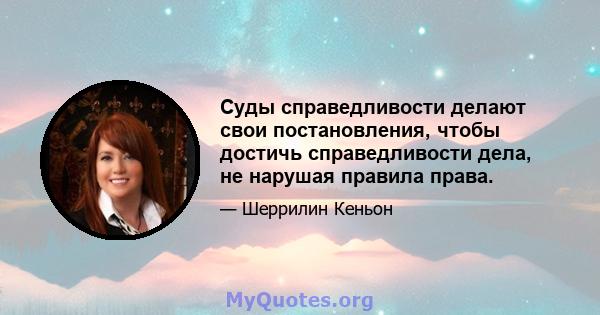 Суды справедливости делают свои постановления, чтобы достичь справедливости дела, не нарушая правила права.