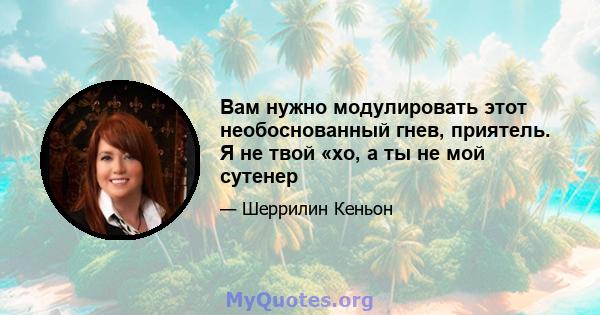 Вам нужно модулировать этот необоснованный гнев, приятель. Я не твой «хо, а ты не мой сутенер