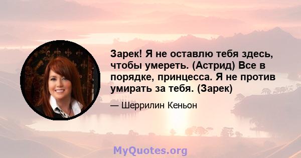 Зарек! Я не оставлю тебя здесь, чтобы умереть. (Астрид) Все в порядке, принцесса. Я не против умирать за тебя. (Зарек)