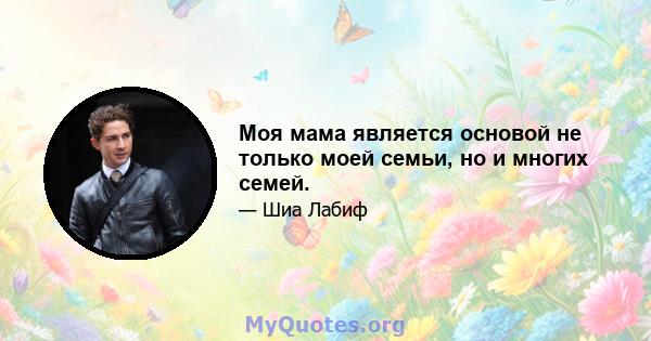 Моя мама является основой не только моей семьи, но и многих семей.