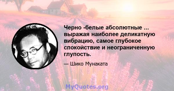 Черно -белые абсолютные ... выражая наиболее деликатную вибрацию, самое глубокое спокойствие и неограниченную глупость.