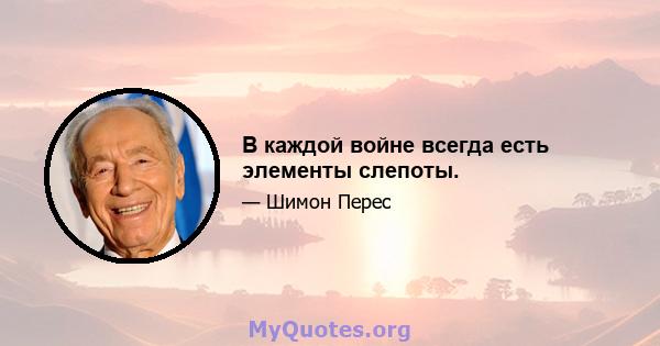 В каждой войне всегда есть элементы слепоты.