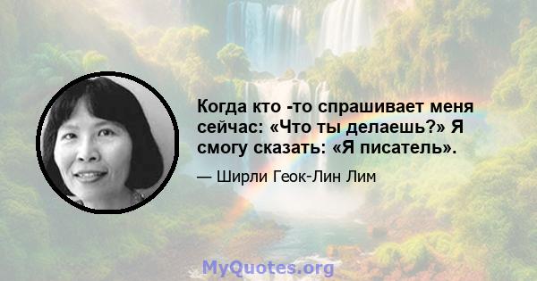 Когда кто -то спрашивает меня сейчас: «Что ты делаешь?» Я смогу сказать: «Я писатель».