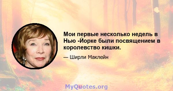 Мои первые несколько недель в Нью -Йорке были посвящением в королевство кишки.