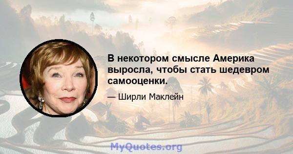 В некотором смысле Америка выросла, чтобы стать шедевром самооценки.