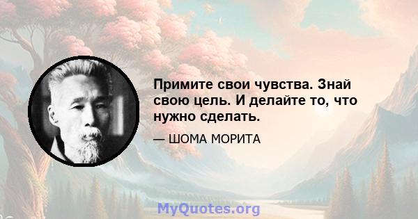 Примите свои чувства. Знай свою цель. И делайте то, что нужно сделать.