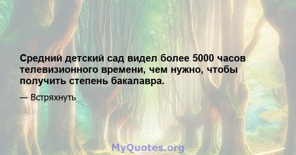 Средний детский сад видел более 5000 часов телевизионного времени, чем нужно, чтобы получить степень бакалавра.