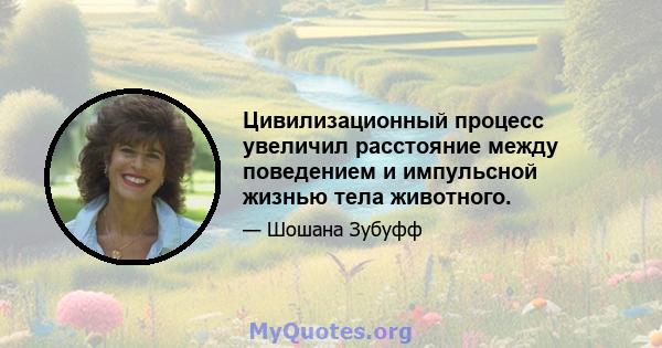 Цивилизационный процесс увеличил расстояние между поведением и импульсной жизнью тела животного.